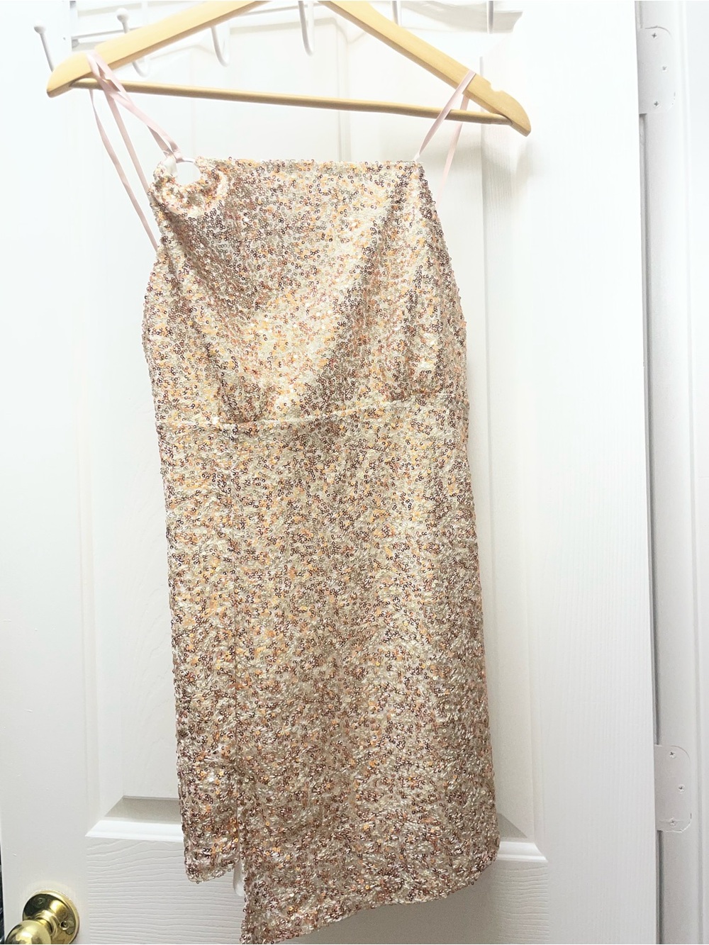 Sequin Slip Dress in Rose Gold